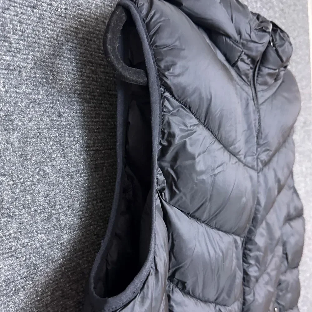 Charter Club Womens Packable Hooded Puffer Vest XL Black Full Zip Pockets